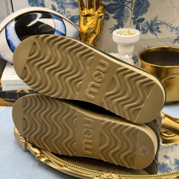 🆕 MOU 🧿 NWOT WOB Olive Green Eskimo Ankle Boot, Cream Overstitch, Sz EU 36 - Picture 11 of 12